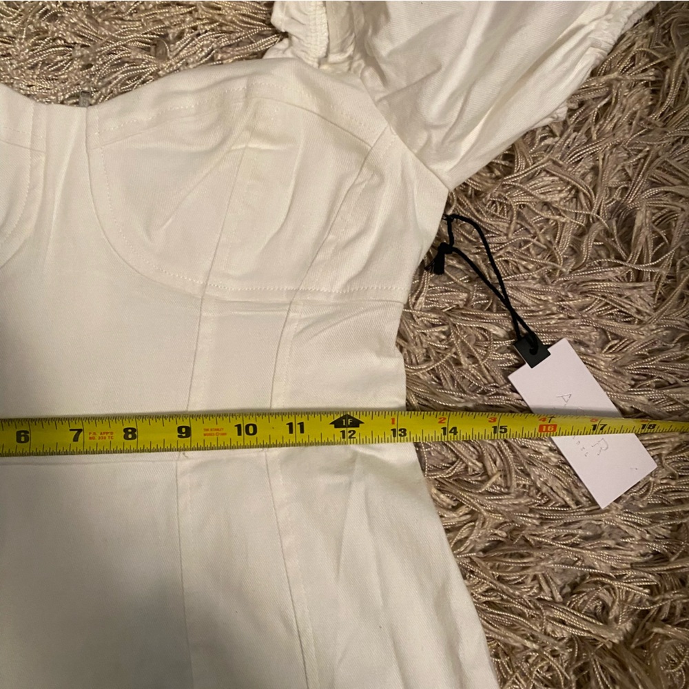 ASTR the Label Skylar Puff Sleeve Mini White Denim Dress - Small - Picture 9 of 12